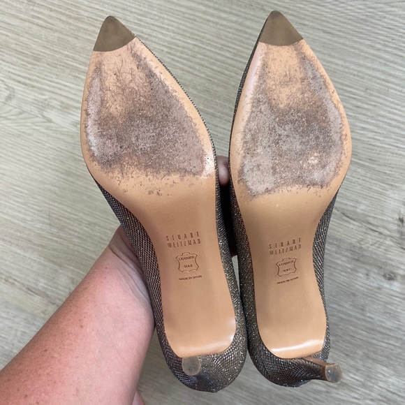 Stuart Weitzman Champagne Glitter Pumps Sz. 7.5 - Picture 4 of 5